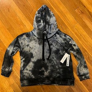 Sportelle grey black hoodie soft jersey lounge top tie dye M new with tags